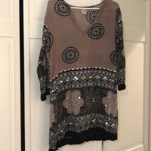 Beach Cover Up ! Fringe  and sequins to sparkle